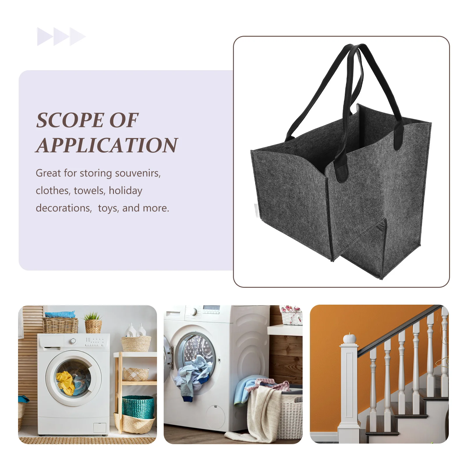 

L-shaped Storage Basket for Stairs Staircase Organizer Laundry Hamper Large Felt Clothes Basket Lightweight Sturdy Space-saving
