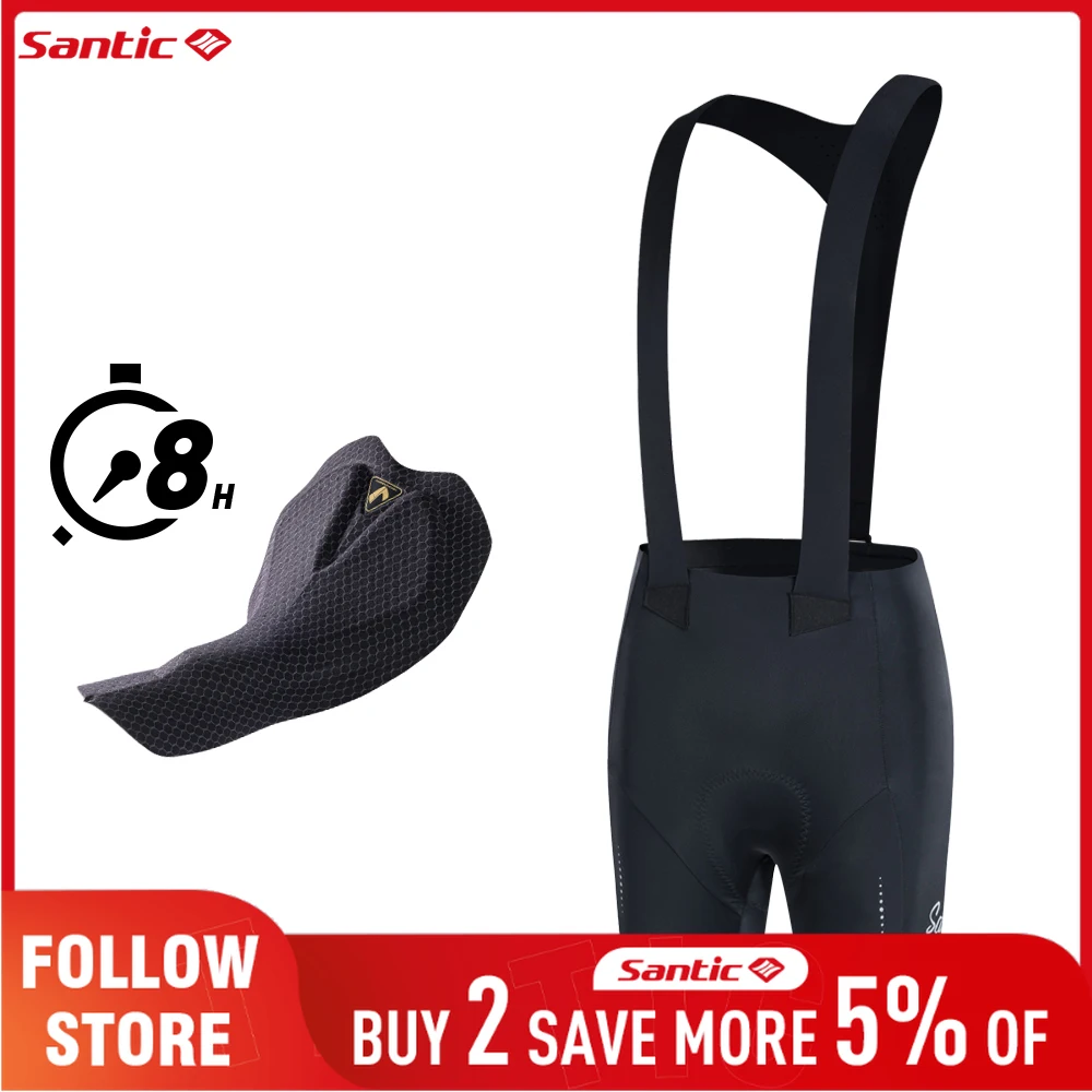 Santic Women's Cycling Bibs 8Hours Shockproof 4D Padded Bib Short Pants Summer Breathable Pro Reflective MTB Road Racing Bottoms
