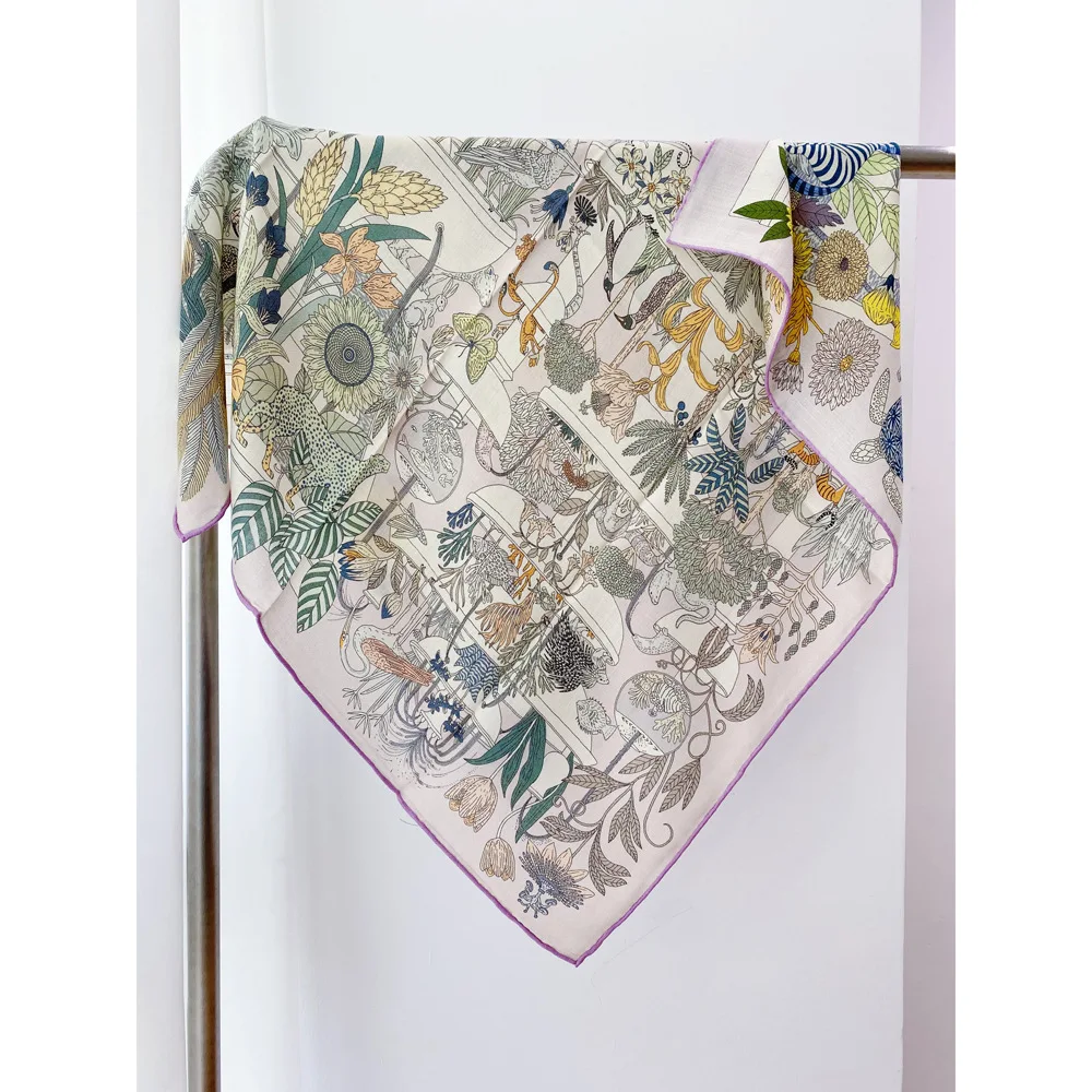 

85CM Silk Wool Scarf Luxury Designer Hair Head Scarfs for Female Hand Rolled Shawls Winter Square Scarfs Christmas Lover Gift