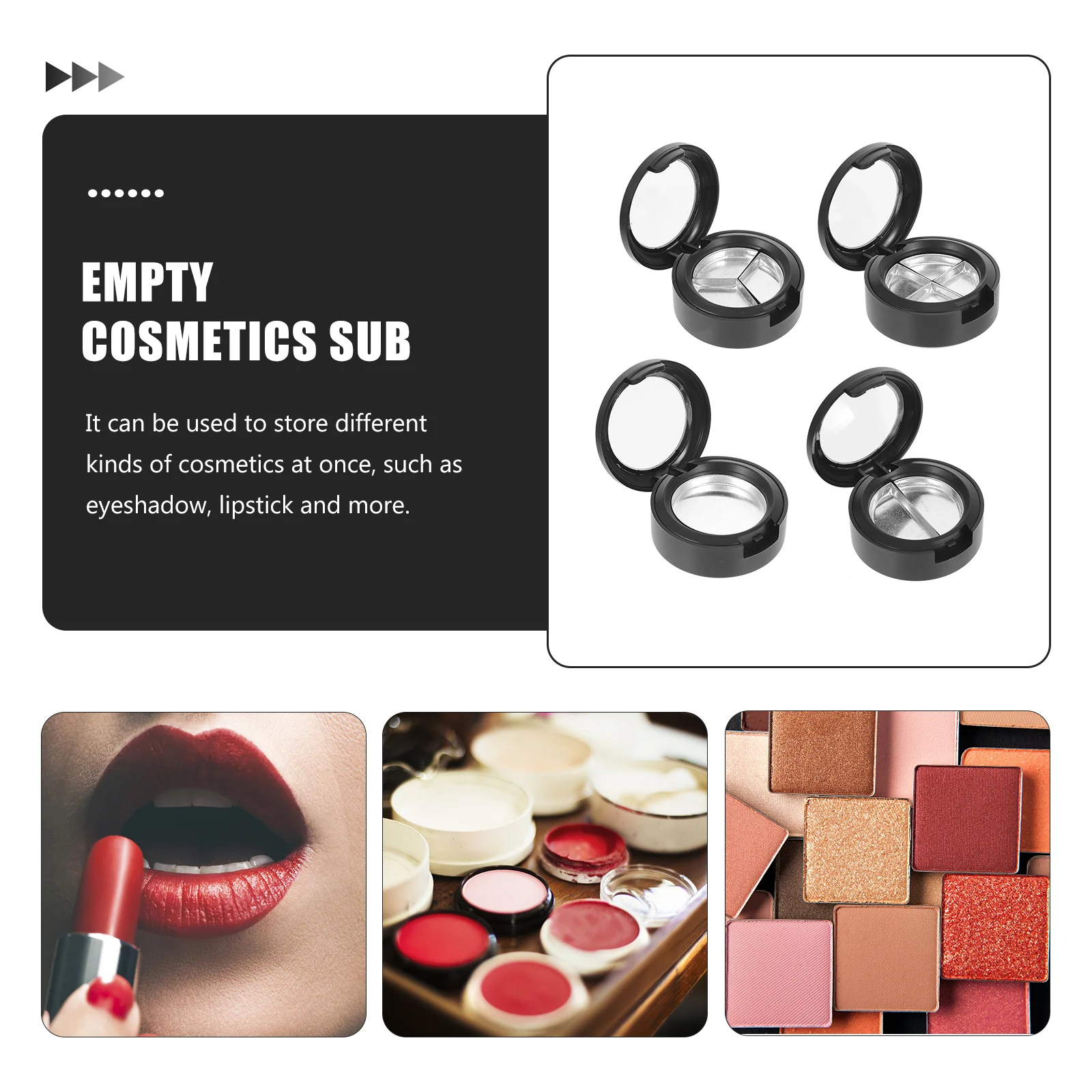 4 Pcs Multi-grid Storage Container Eye Shadow Box Containers Eyeshadow Case Chopsticks Travel