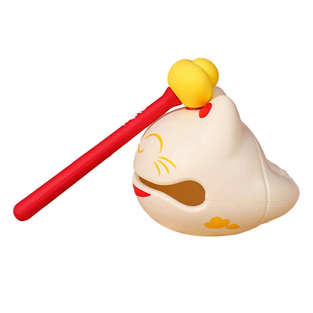 

1 set Lucky Cat Wooden Fish Temple Block Cute Cartoon Percussion Instrument For Office Stress Relief Small Musical Plaything