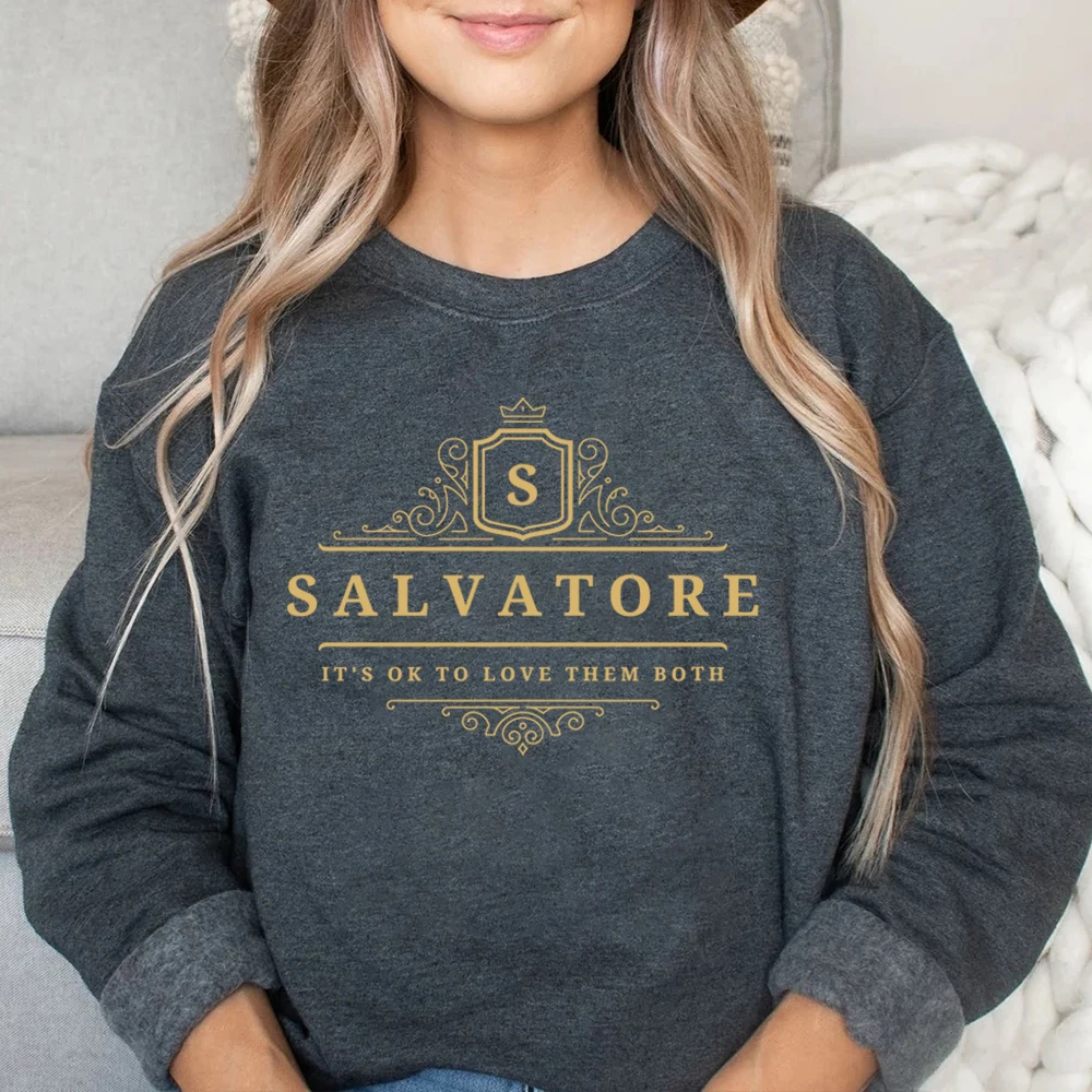 Salvatore It\'s Ok To Love Them Both Sweatshirt Vampire Diaries Damon Stefan Salvatore Brother Jumper Mystic Falls TVD Sweatshirt