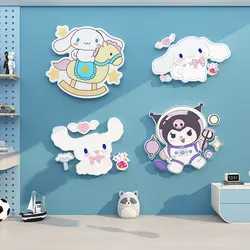 Tablero de pared 3D de Anime Sanrio Kuromi, tablero Kt de dibujos animados Cinnamoroll Chevron, accesorios para puerta de habitación de niños, regalo de cumpleaños