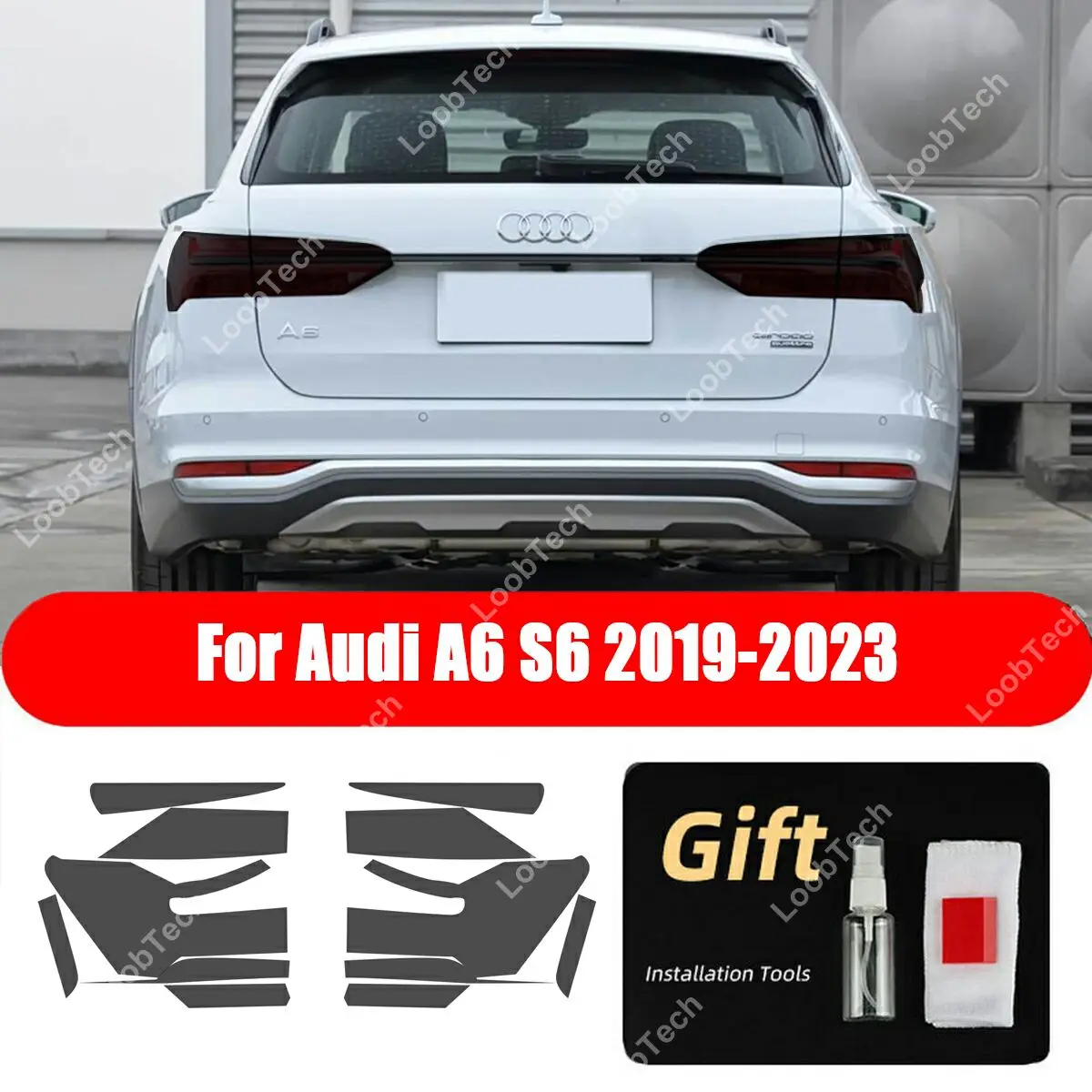 

For Audi A6 S6 2019-2023 Taillight Dark Smoke Paint Protection Tint Wrap Film Pre-cut Scratches Prevent Film