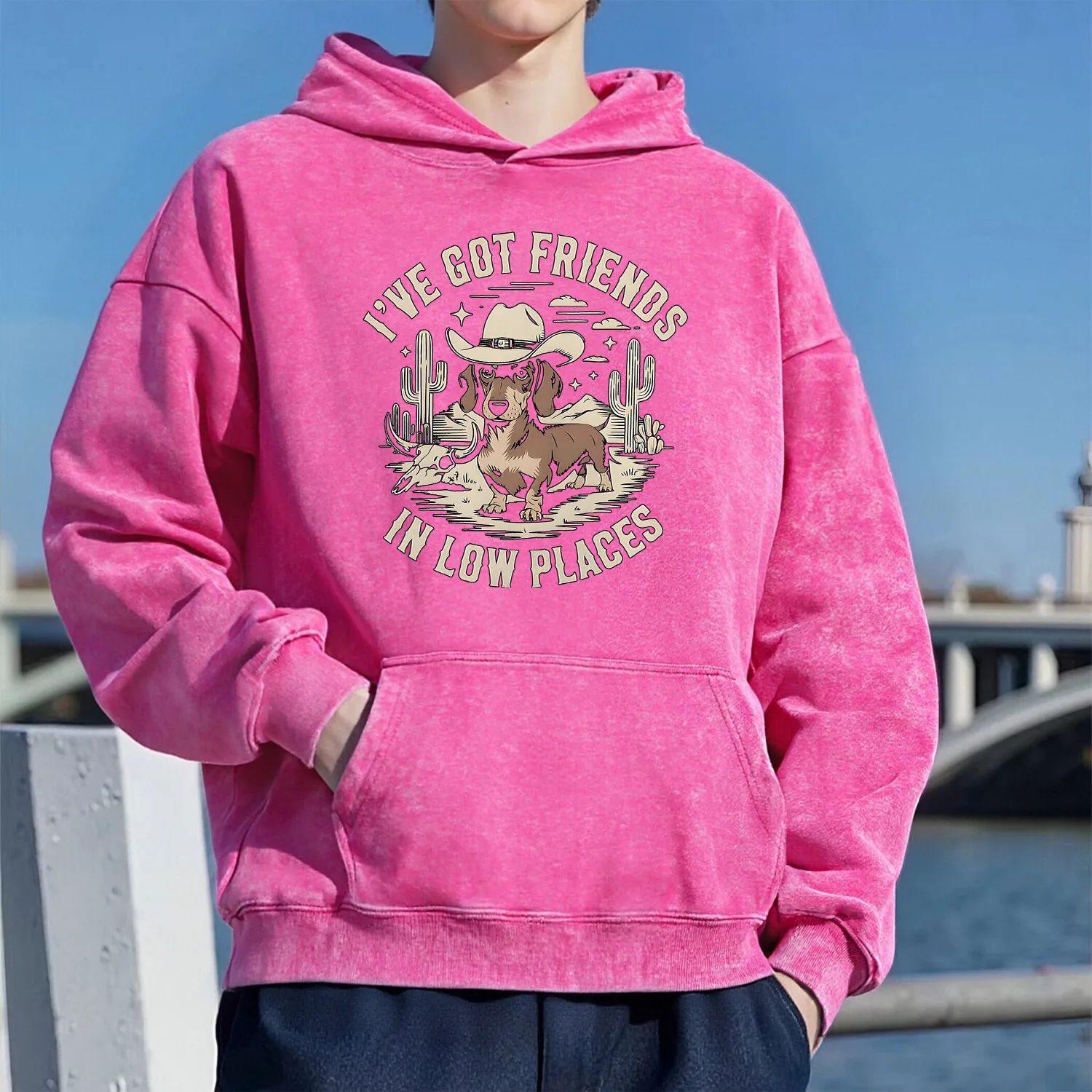 سويت شيرت بقلنسوة بنمط مغسول كلاسيكي من I've Got Friends للجنسين نمط رياضي غير رسمي مصنوع من القطن الخالص طراز الشارع 400 جرام