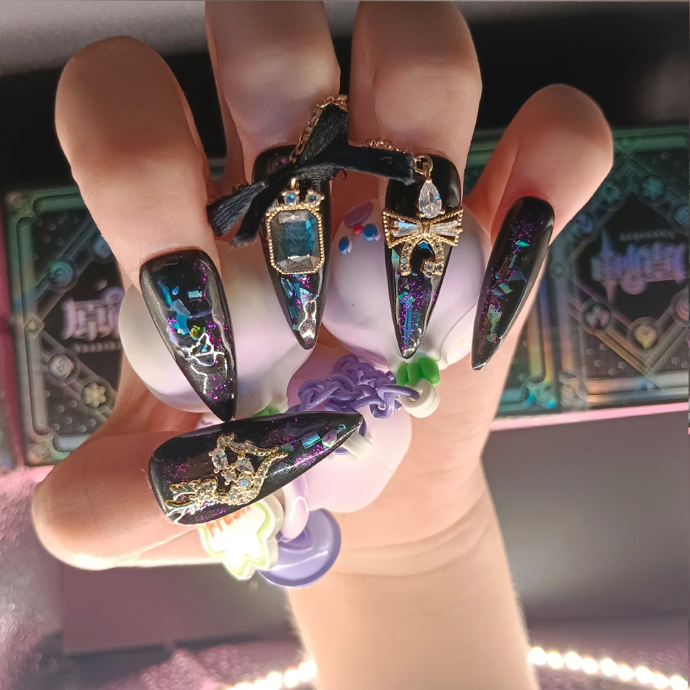 10Pcs High Quality Handmade Press on Nails Magic Dragon Heavy Industries' Game of Thrones: Gothic Dark, Small, and Spicy Girl