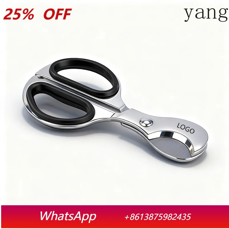 

YJQ 4PCS stainless steel double-edged cigar scissors metal cigarette set handle scissors portable folding