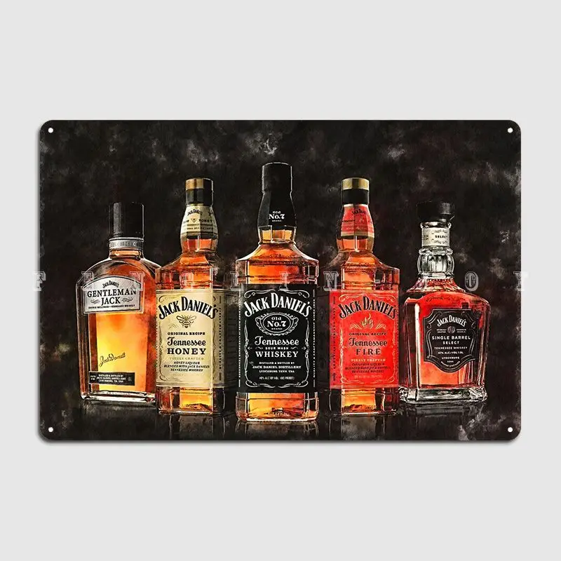 Watercolor Whiskey Bottles Metal Sign Pub Wall Decoration Garage Decoration Tin Sign Posters