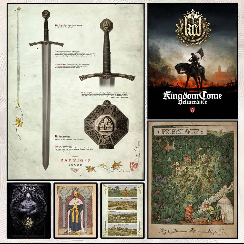 Game Kingdom Come Deliverance Retro Art Poster Art With Prints Home bedroom living room decoration gift