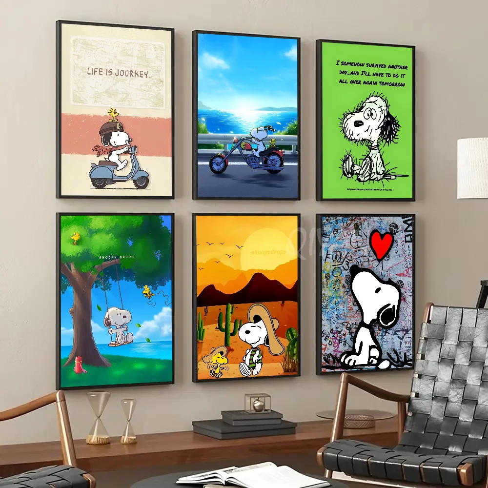 

Cartoon Poster Paper Print Home Living Room Bedroom Entrance Bar Restaurant S-Snoopys-Dogs Cafe Art Painting Decoration