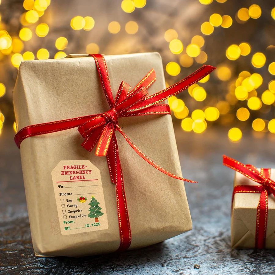 80 autocollants pour étiquettes cadeaux de Noël - Étiquettes nominatives auto-adhésives pour cadeaux de Noël, emballage cadeau, sacs de vacances et autocollants DIY.