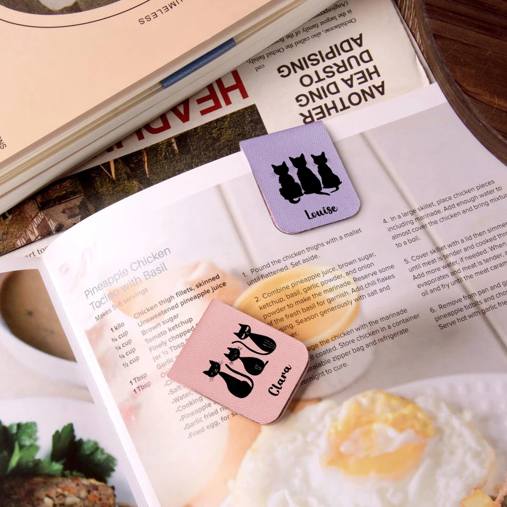 1 قطعة إشارة مرجعية اسم مع القطط السوداء ، إشارة مرجعية للقطط السوداء من الجلد المخصص ، إشارة مرجعية مغناطيسية مخصصة ، هدية عيد ميلاد لمحبي الكتب #6