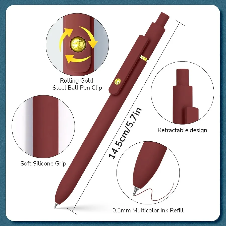 أقلام ملونة 6 قطعة أقلام ملونة رفيعة نقطة قلم كتابة سلس 0.5 مللي متر قلم جل حبر ملون لرحلة الملاحظات تدوين الكتابة المكتبية
