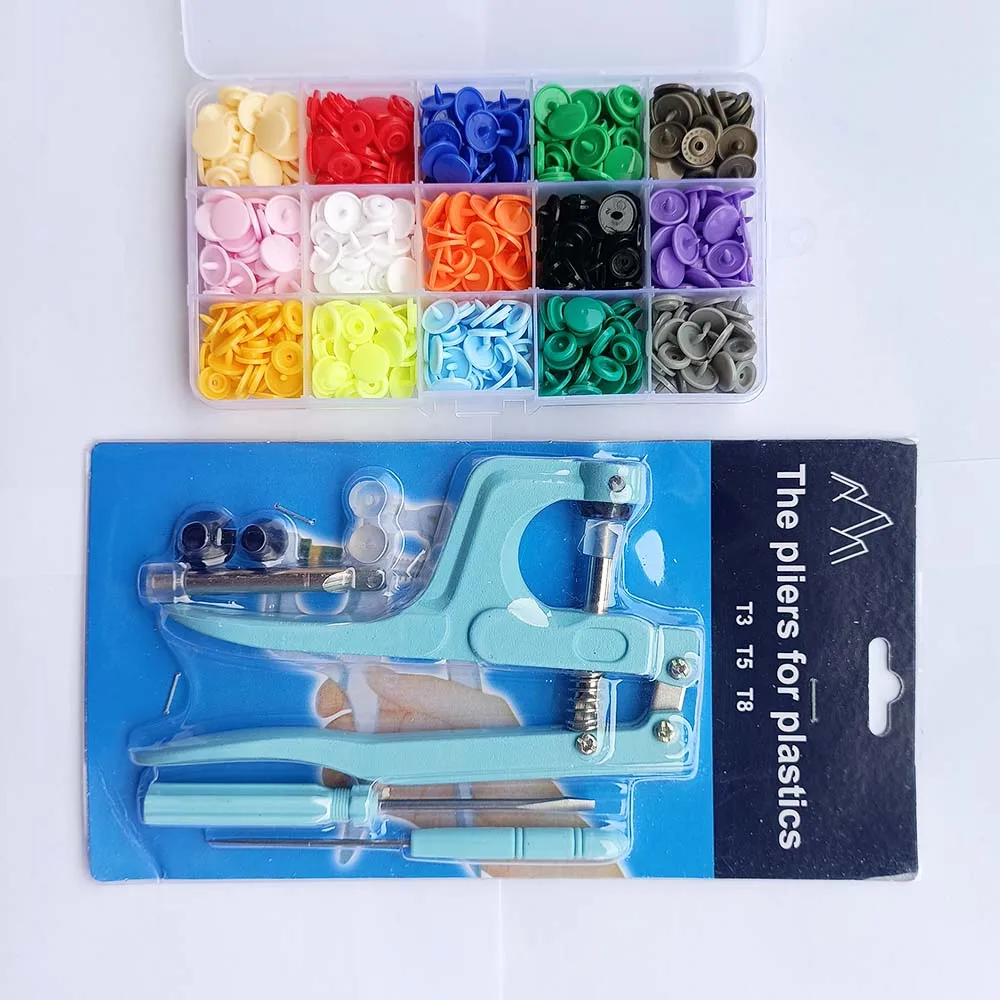 T5 Resin Snap Buttons Set Snaps U Shape Fastener Snap Pliers Buttons Kit Snaps Cloth Buttons DIY Sewing Machine Crafting Tool