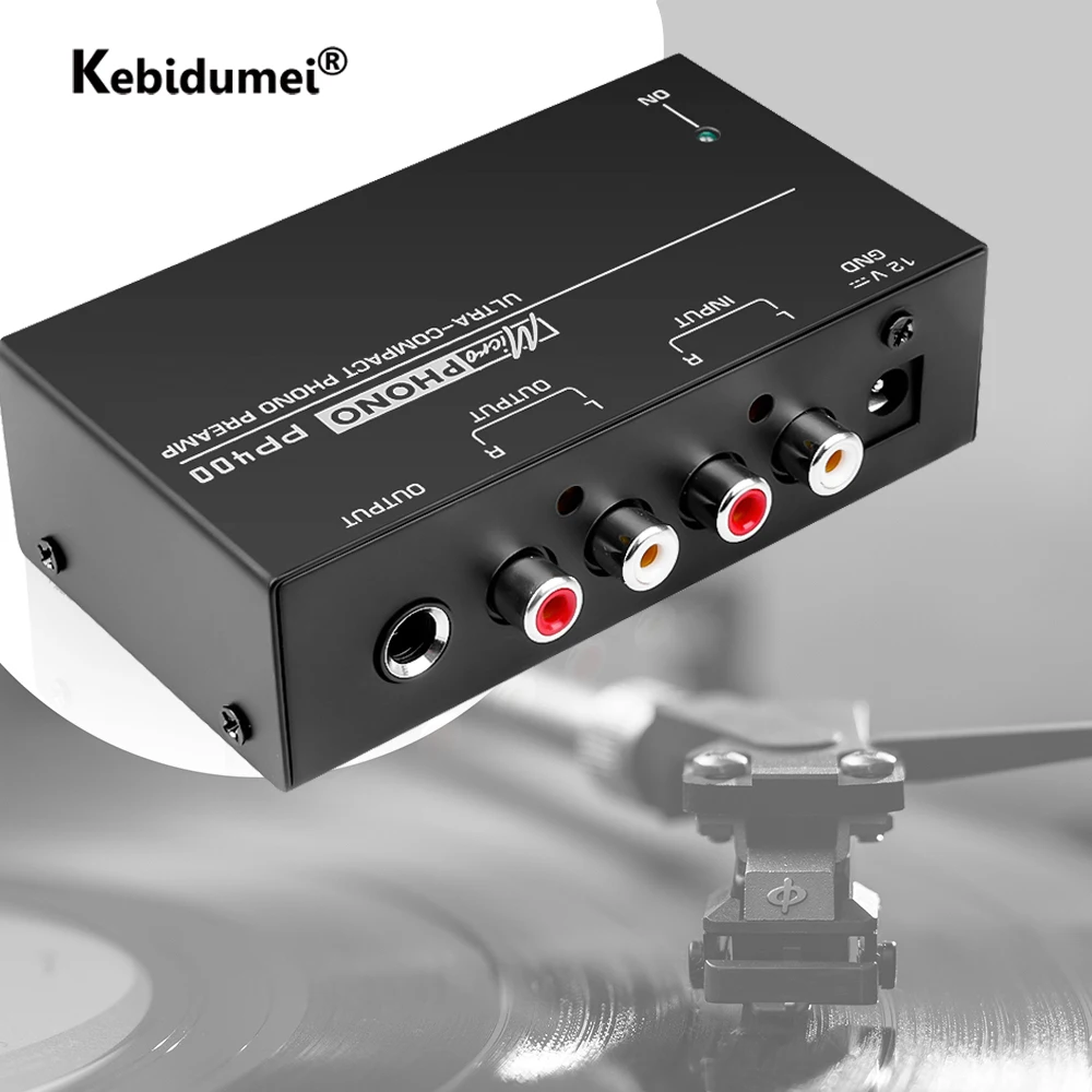 Kebidumei Siêu Nhỏ Phono Preamp Tiền Khuếch Đại Với Rca 1/4Inch TRS Giao Diện Preamplificador Phono Preamp PP400