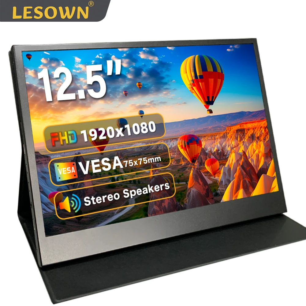 LESOWN 12.5inch Portable Wide LCD Monitor USB C Touchscreen Capacitive HDMI 1920x1080 IPS Monitor Sub Screen for Gaming Computer