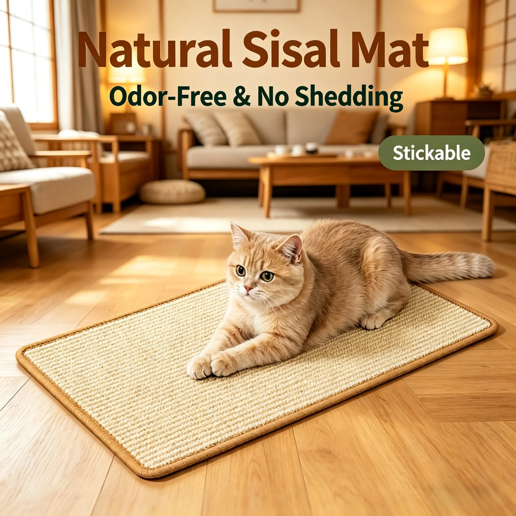 1pc Durable Hemp Rope Cat and Rabbit Scratching Board - No Mess Sofa Safety Design,Magic Invisible Adhesive,Multi-layer Exercise