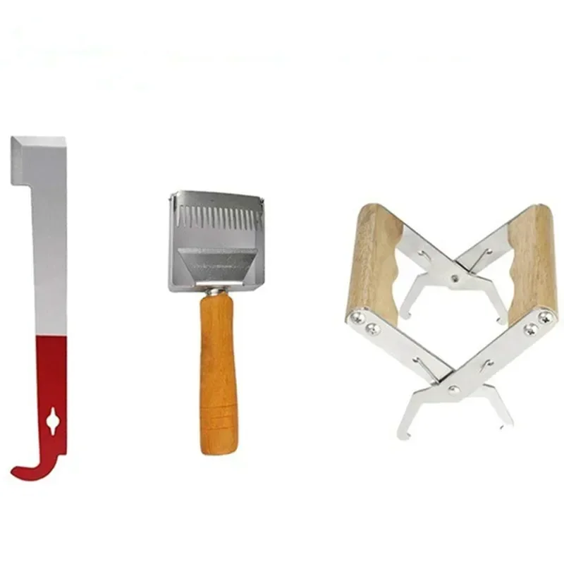 A A 3PCS/lot Bee Tool Set Honey Scraper Wood Handle Nest Frame Clamp Beekeeping Tools