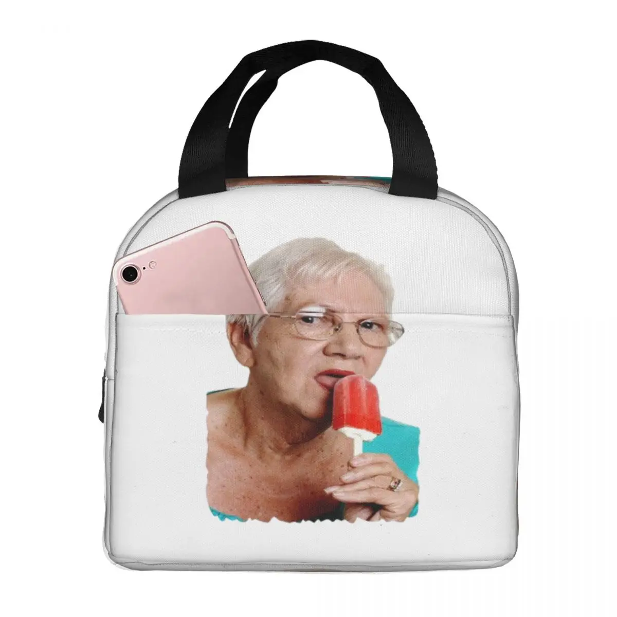 Grandma Granny Ice Cream Lunch Bags Insulated Bento Box Lunch Tote Resuable Picnic Bags Thermal Bag for Woman Girl Office