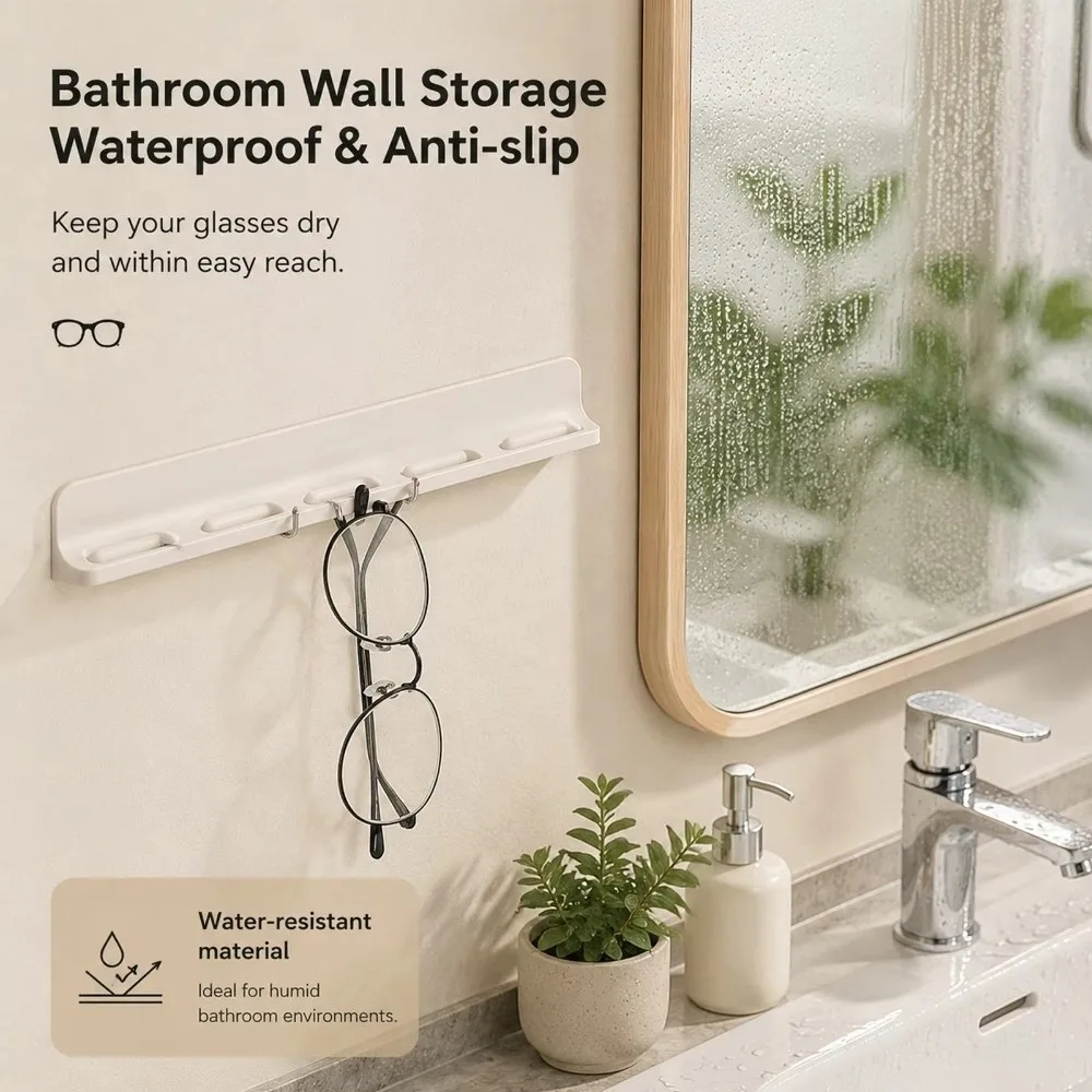 Silicone Sunglasses Storage Rack Self-Adhesive Multi-Slot Glasses Organizer Rack Minimalist Style Space Saving