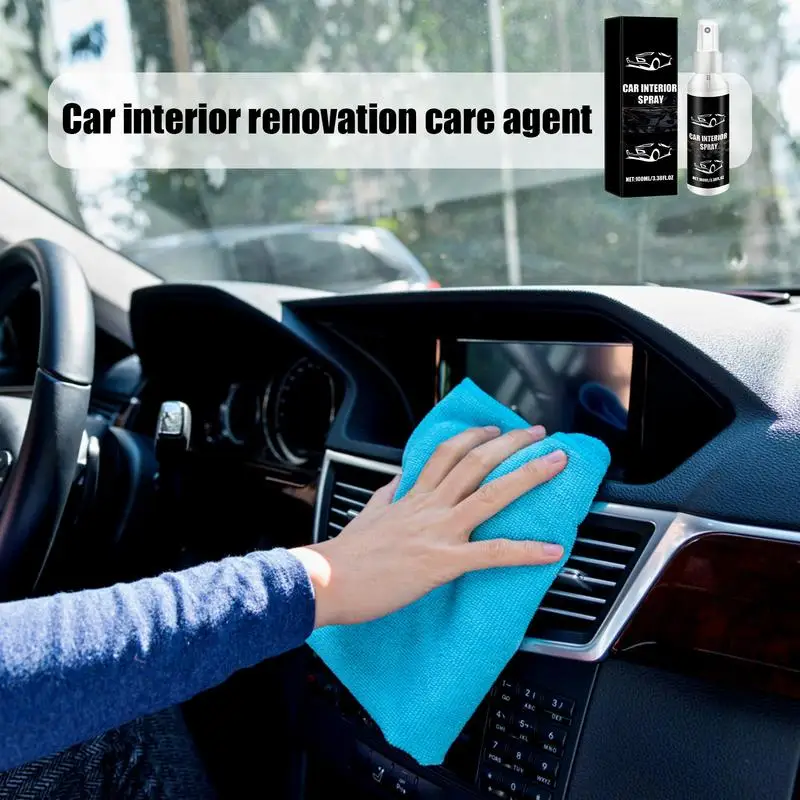 Car Interior Cleaner Waterless 100ml Interior and Dashboard Cleaner Vehicle Detailing for Preventing Drying Stain Removal