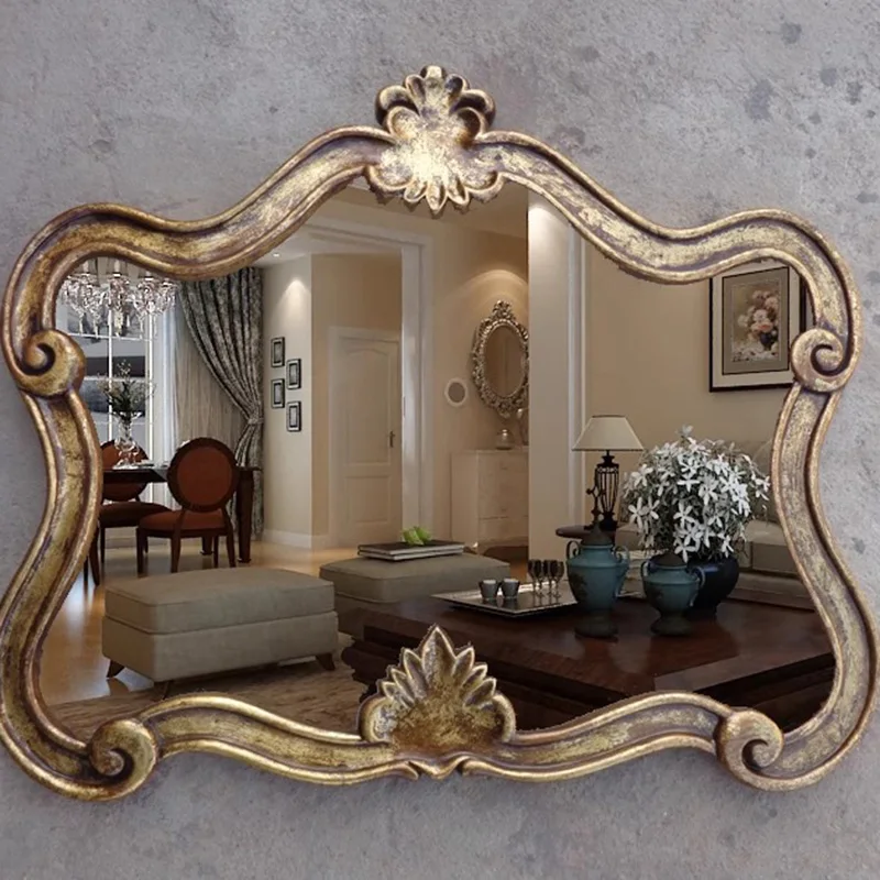 Girls Gold Makeup Mirror Vintage Aesthetic Wall Nordic Makeup Mirror Luxury Large Espejo Redondo De Pared Home Accessories