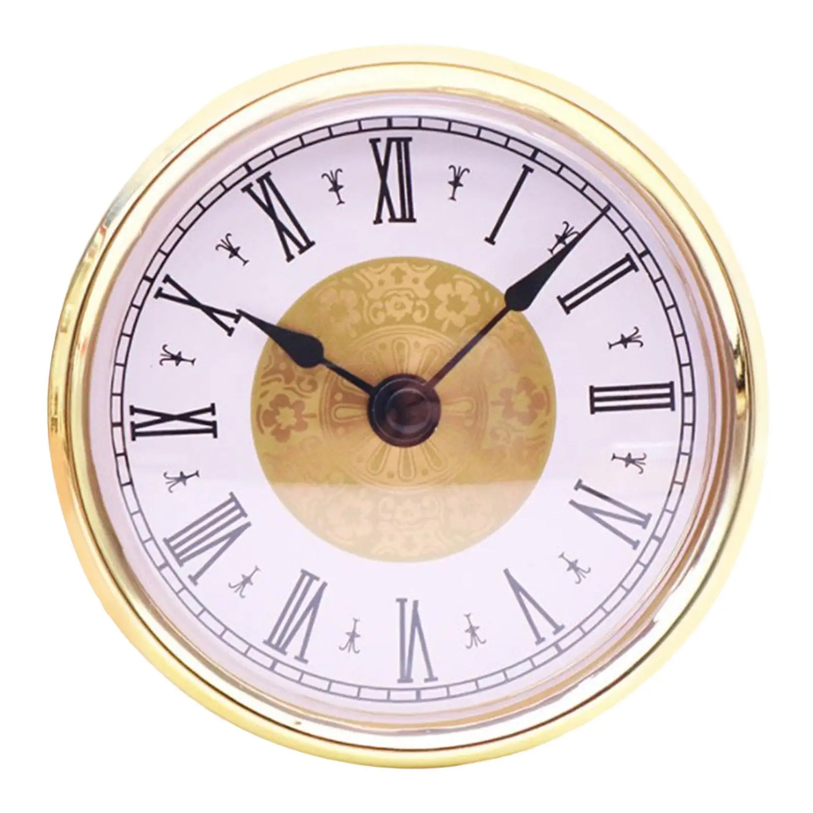 80mm Mini Quartz Clock Insert Battery Operated Metal Gold Rim Repair Parts