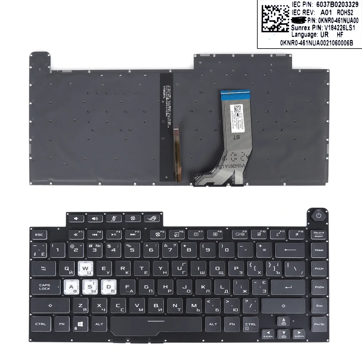 RU Laptop Keyboard for ASUS ROG Strix G531 G531G G531GT G15 G512 G512LV G512LW Black with Backlight