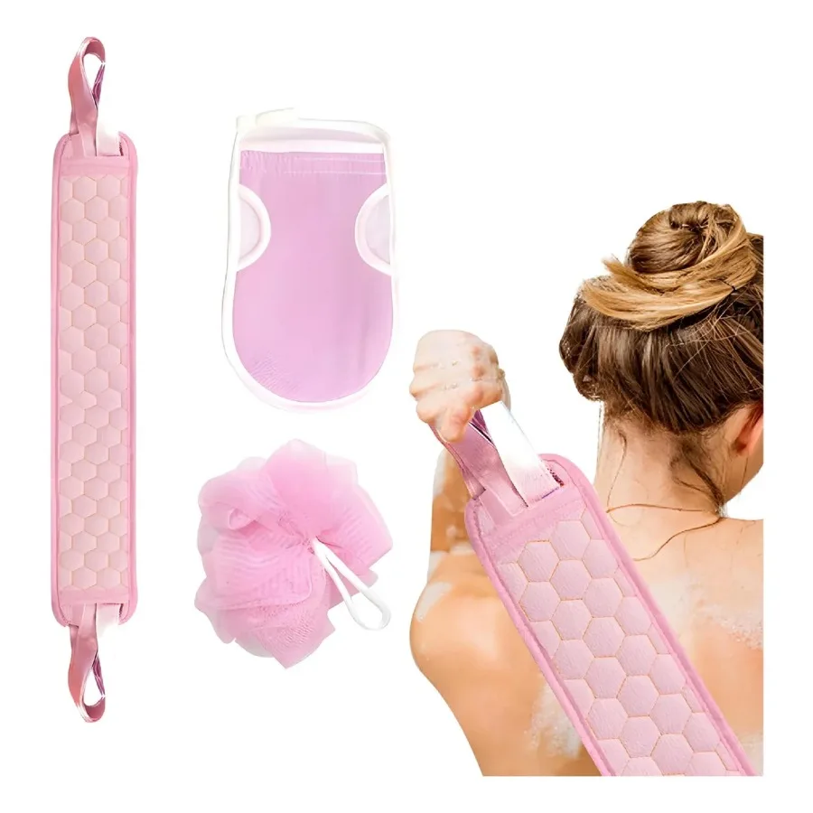 Conjunto de 3 Toalhas Esfoliantes para Banho, Panos de Esfoliação Corporal e Luvas de Banho, Toalhas de Limpeza Profunda para Casa, Academia, Hotel e Viagem