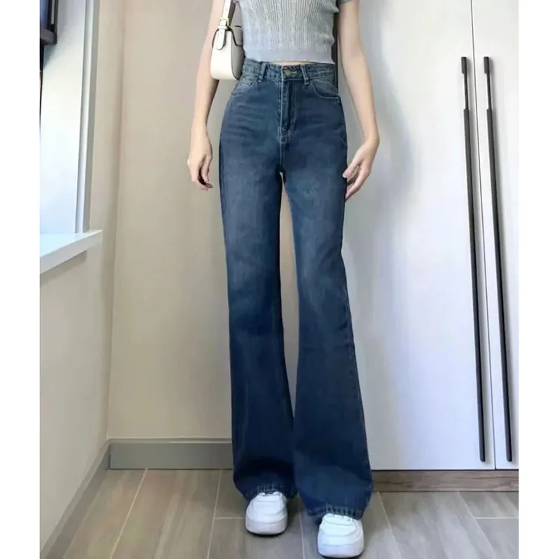 New Female Micro La Jeans Spring Autumn Annals Women High Waisted Wide Leg Denim Pants Ladies Large Size flared Cowboy Trousers