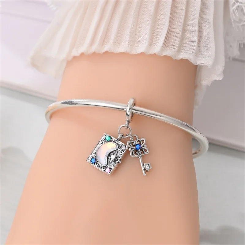 925 Sterling Silver Charms Bead CZ Zircon Mysterious Magic Book Dangle Fit Original Bracelet DIY Women Jewelry Gift