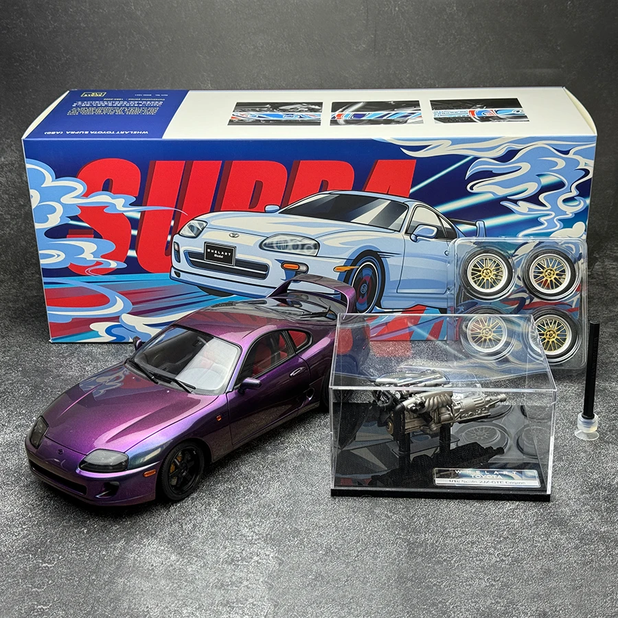 1:18หอยตลับสำหรับ Toyota A80 Supra โมเดลรถยนต์ส่งของให้เพื่อนของสะสมของขวัญวันหยุดโมเดลแบบคงที่