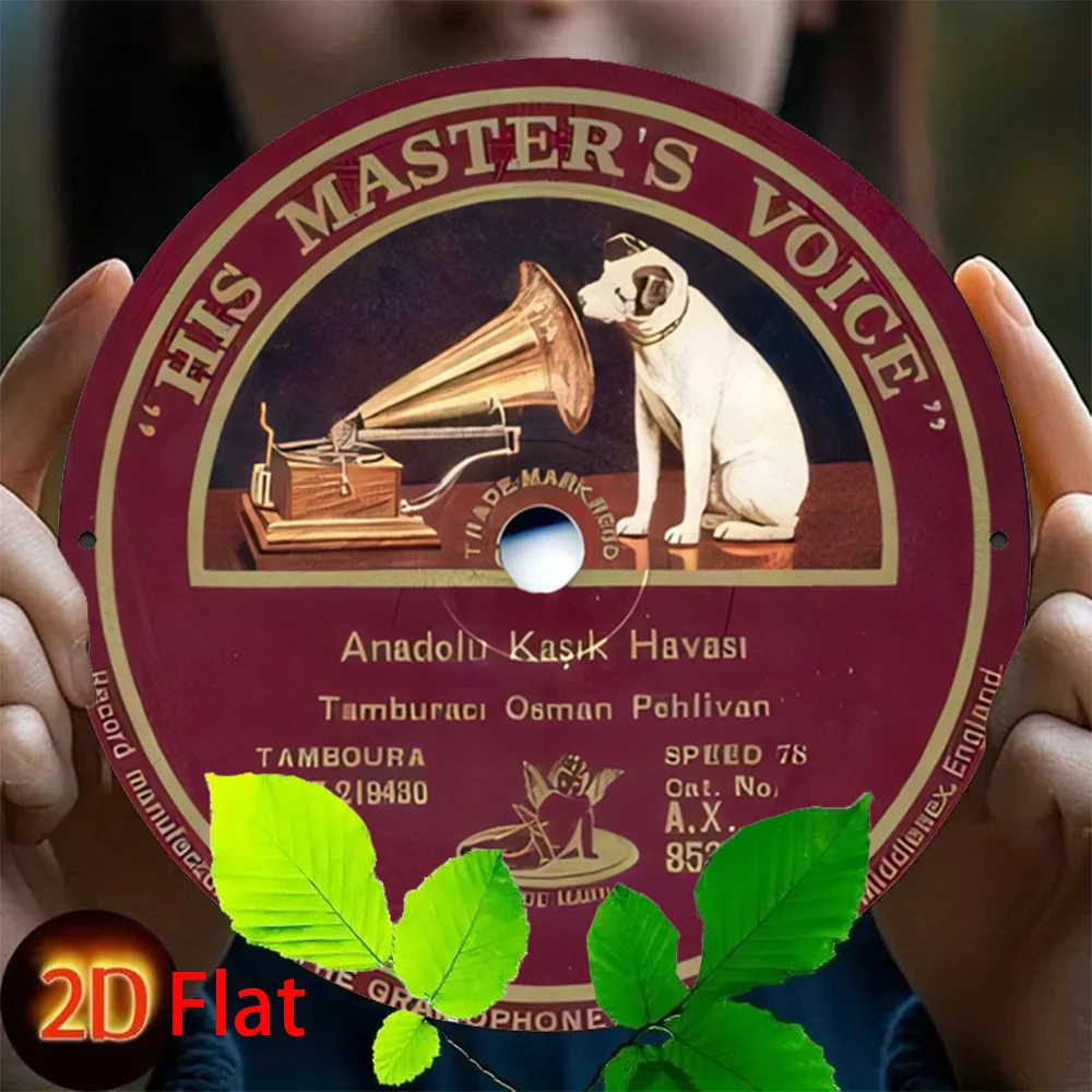 2D Flat Metal Sign Featuring a Vintage Gramophone Record Is And Dustproof, Making It Perfect for Wall Decoration