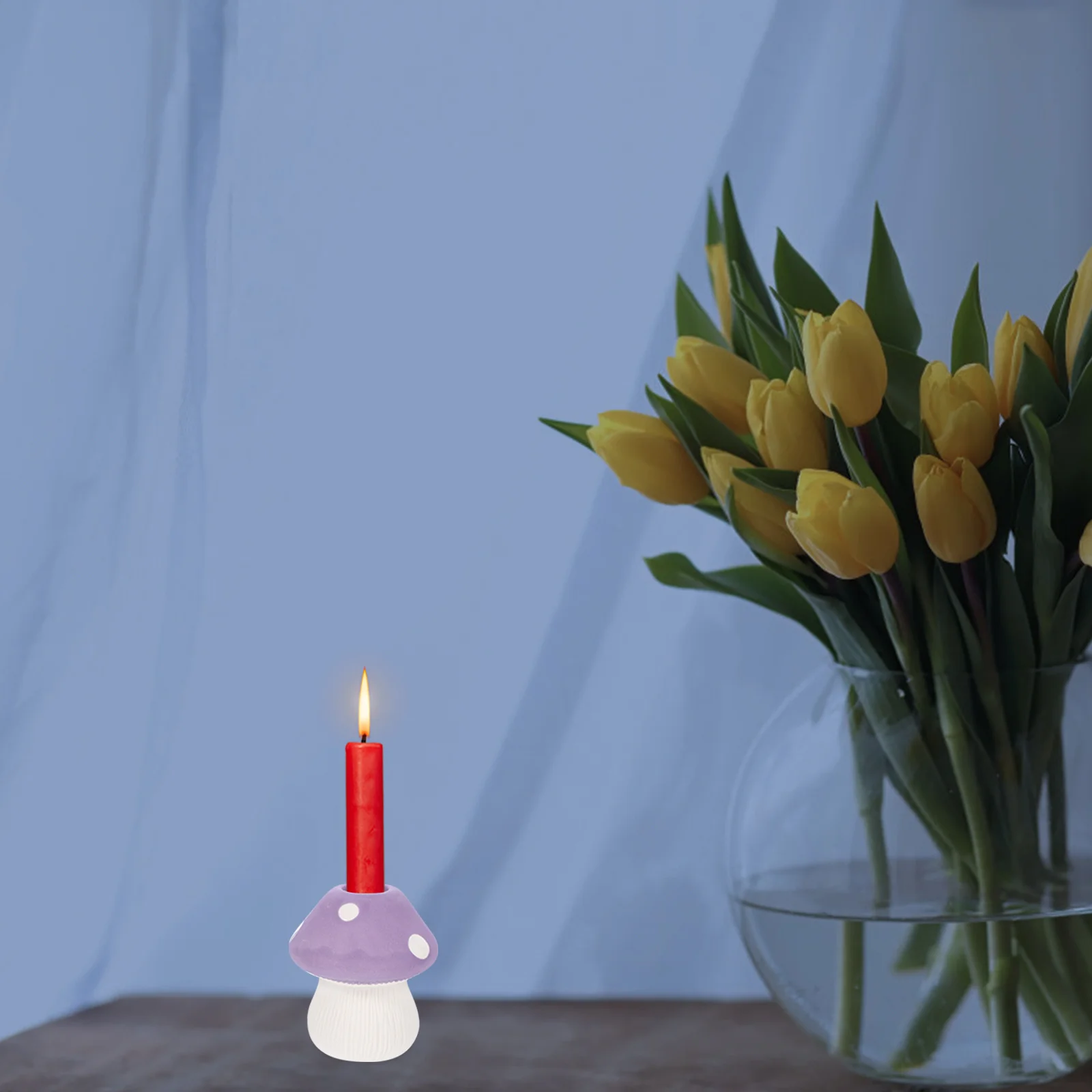 

Candleholders Candlestick Craft Decor Mushroom Modeling Indoor Ceramic Candlesticks