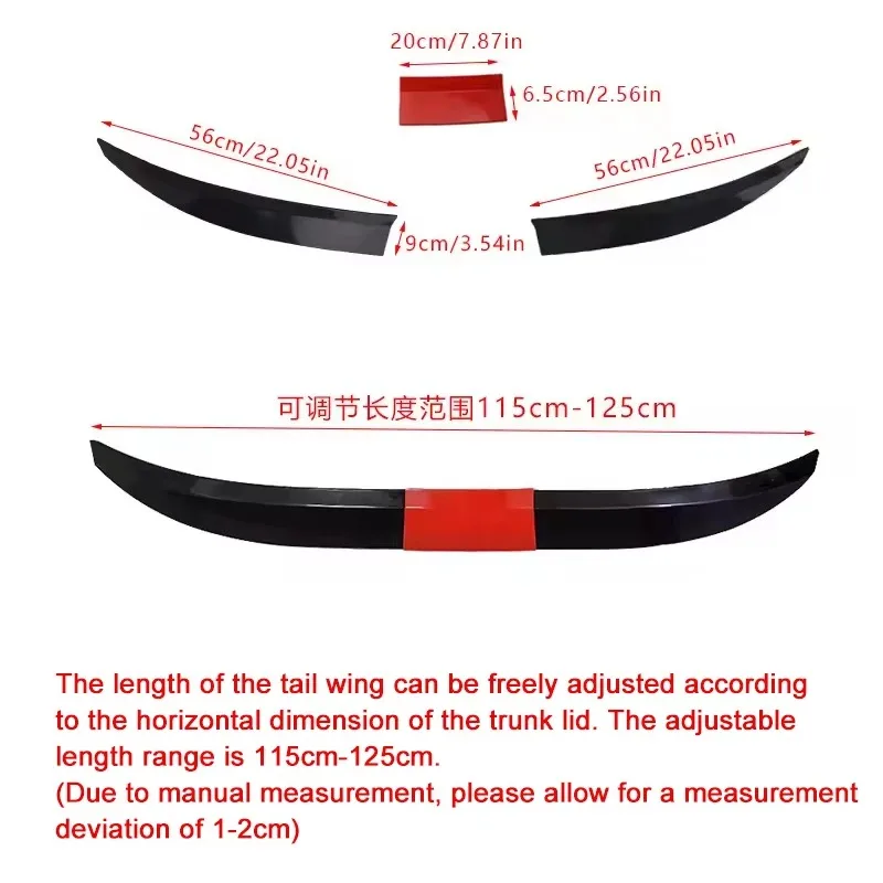 For Maserati Levante 2016-2026 3-Section ABS Rear Trunk Spoiler 115-125cm Adjustable Sports Decor Top Wing Car Exterior Parts