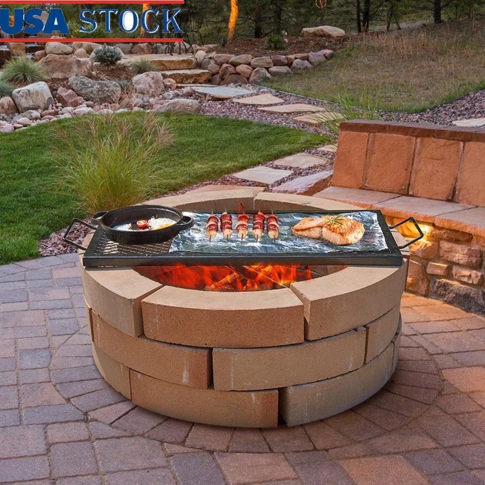 

32 Inch Heavy Duty Steel Fire Pit Grill Grate Cooking Grate Camping BBQ Outdoor Cooking Portable Easy Transport
