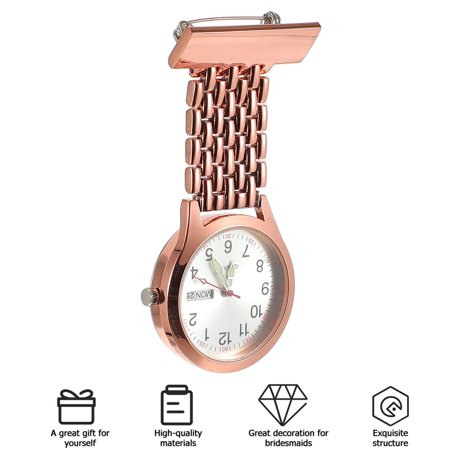 Medical Nurse Pocket Watch Practical for Nursing Clip Heart-shaped Gift Zinc Iron Alloy