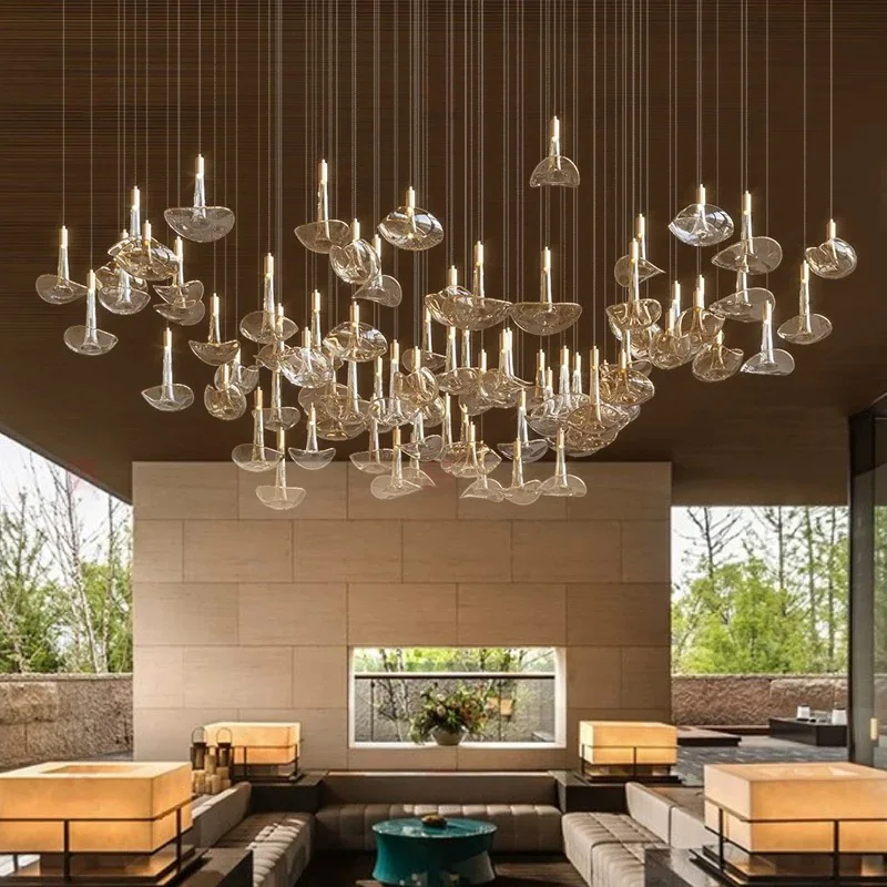 

Nordic Minimalist Custom Amber Glass Trumpet Shade Pendant Lamp Metal Brass Dimmable Ceilings Lustre Villa