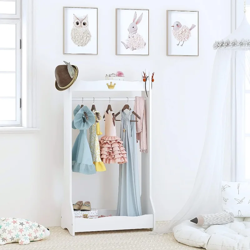 Kids Dress Up Storage, Kids' Costume Organizer Center, Open Hanging Armoire Closet, Kids Armoire with Rack for Toddler 3