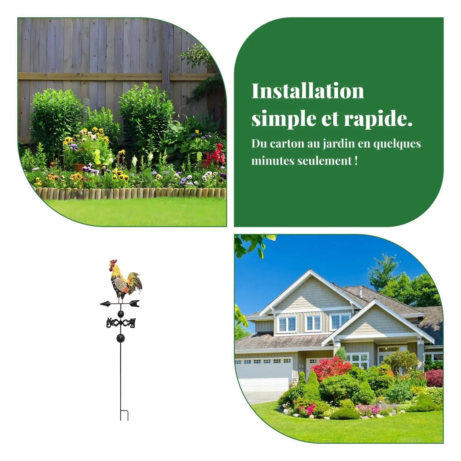 Iron Rooster Weather Vane Wind Indicator Garden Art Decor Large Outdoor Metal Decoration for Farmhouse view 5