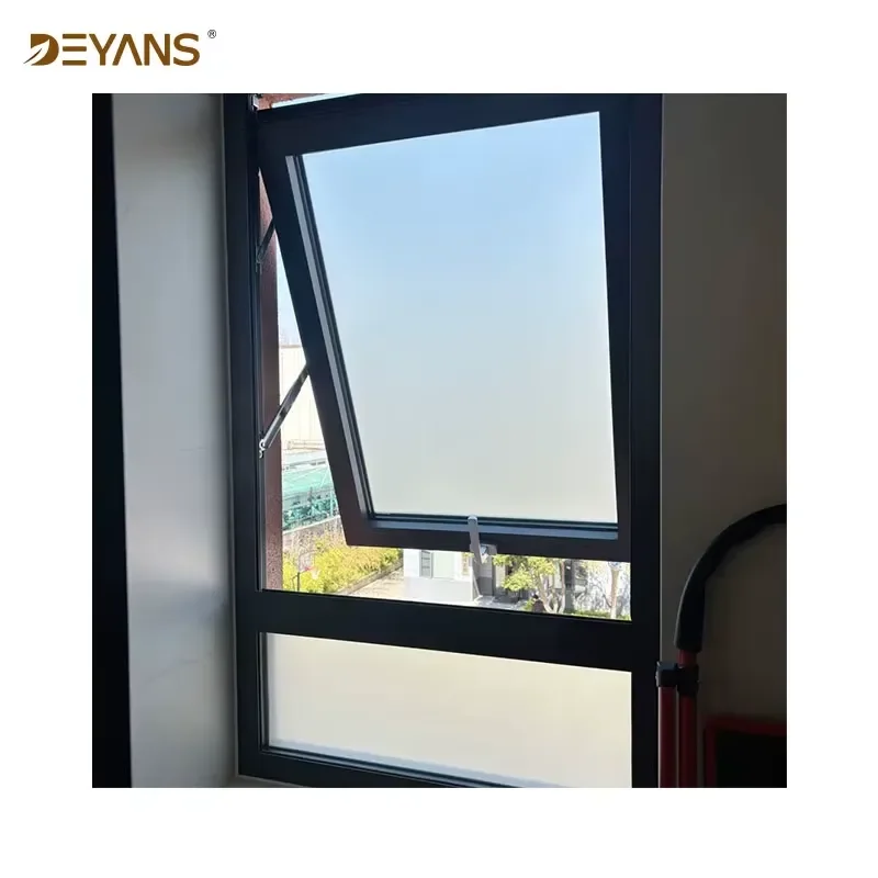 Aluminum Bathroom Awning Windows Privacy Frosted Glass Anti-Fog Coating 100% Waterproof Ventilated Design for European