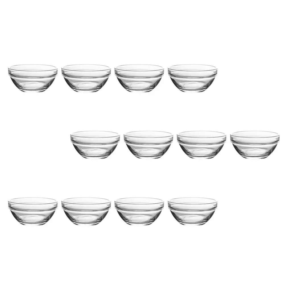 12Pcs Scratch-Resistant Transparent Pudding Glass Bowls Dishwasher Safe Food Bowls Stackable Dessert Serving Containers Jelly