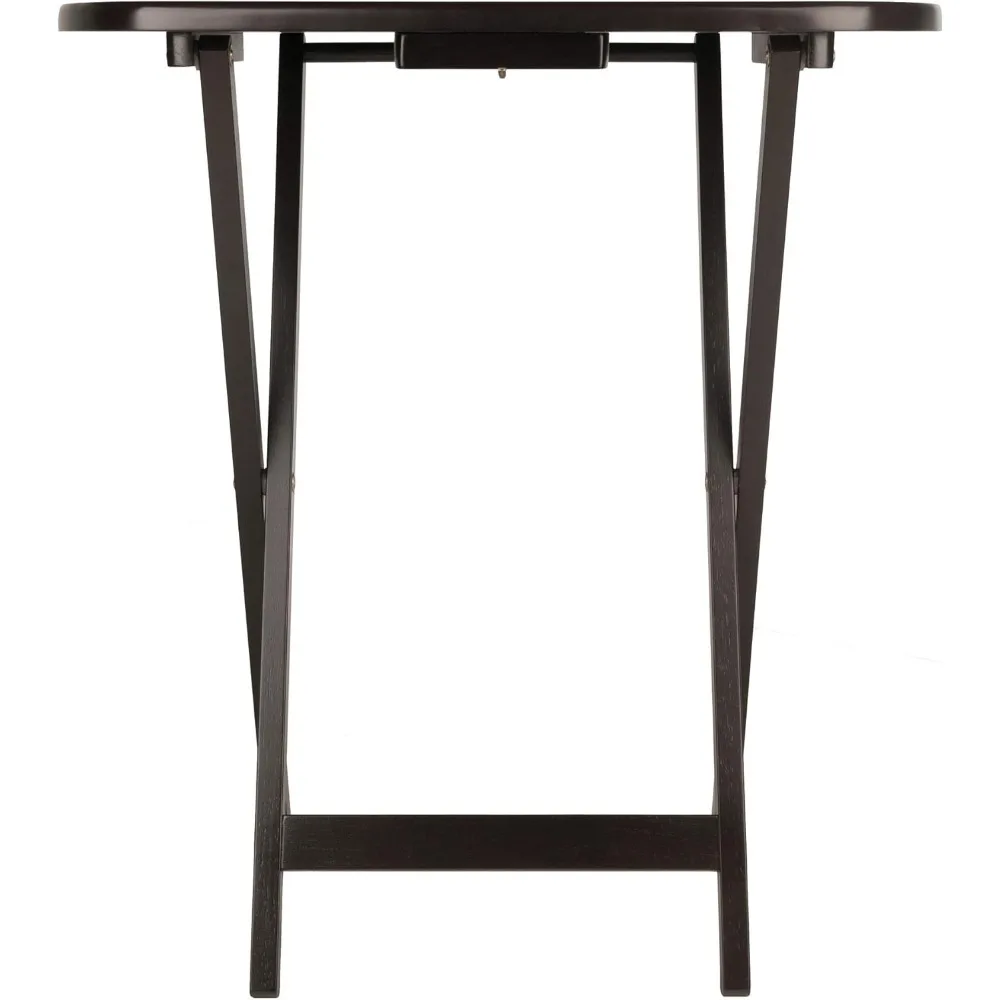 Foldable Snack Table Set of 2, Oversized for Living Room, Coffee Finish, No Assembly Required