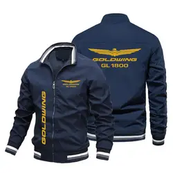 Fall and cold men's graphic printed logo golden wing Honda coast car driver jacket