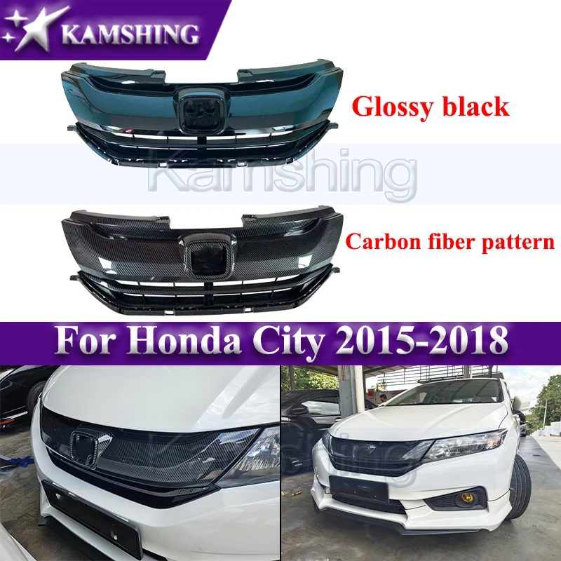 

Kamshing Front Bumper Grill Mask Radiator Grille For Honda City 2015-2018 Modify Racing Grills