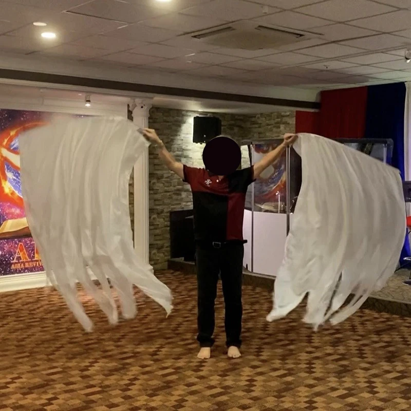 

Шарф для танца живота, шелковая вуаль, полукруглые флаги для танца живота, женская танцевальная шелковая вуаль с принтом тай-дай, градиентная шелковая вуаль для выступлений, 1 шт.