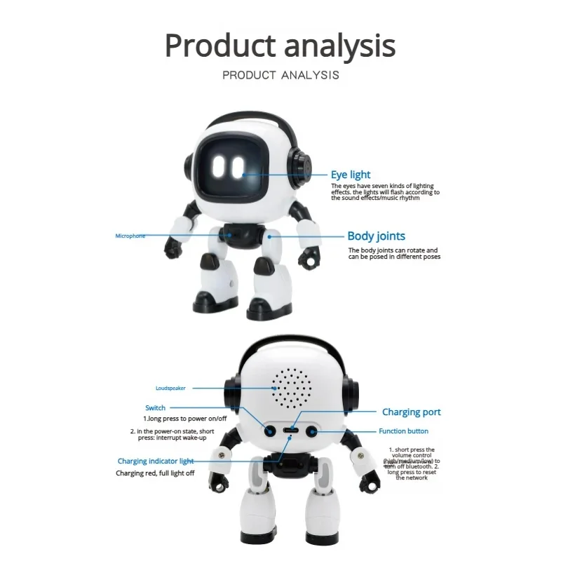 Smart AI Desk Robot Voice Recognition Talking Companion Educational Learning Game Toy for Kids