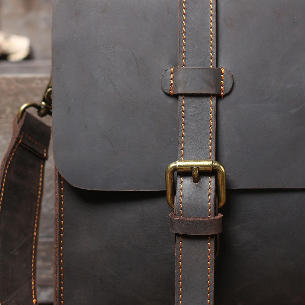 S.WORKER Echtleder-Aktentasche für Herren | Vintage Büro-Handtasche Laptop-Tasche – Detail 11