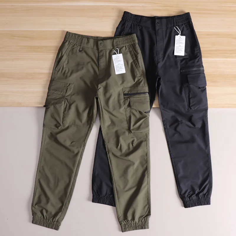 

High-End Men's Spring Windproof Waterproof Woven Work Trousers Faionable Urban Sle Straight Leg Length Casual Pants