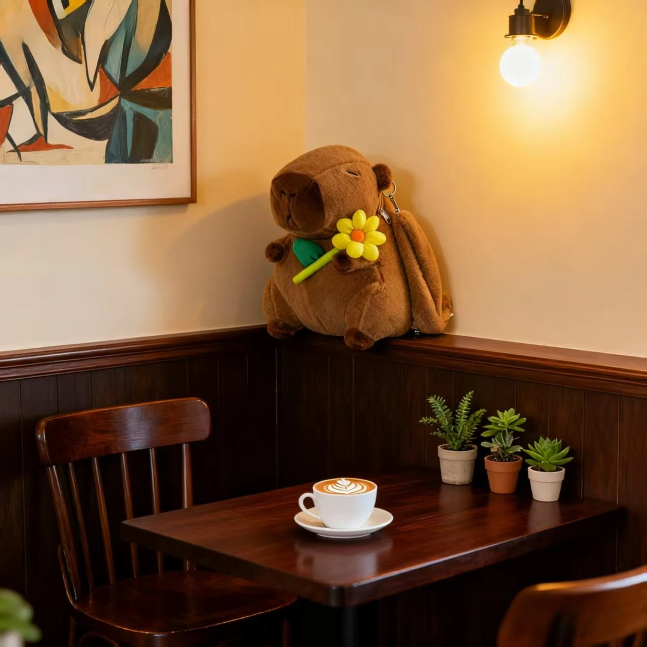 دمية خنزير غينيا المائية دمية كبيرة رمي وسادة ألعاب من نسيج مخملي، حقيبة ظهر، لعبة قطيفة مقلدة #3